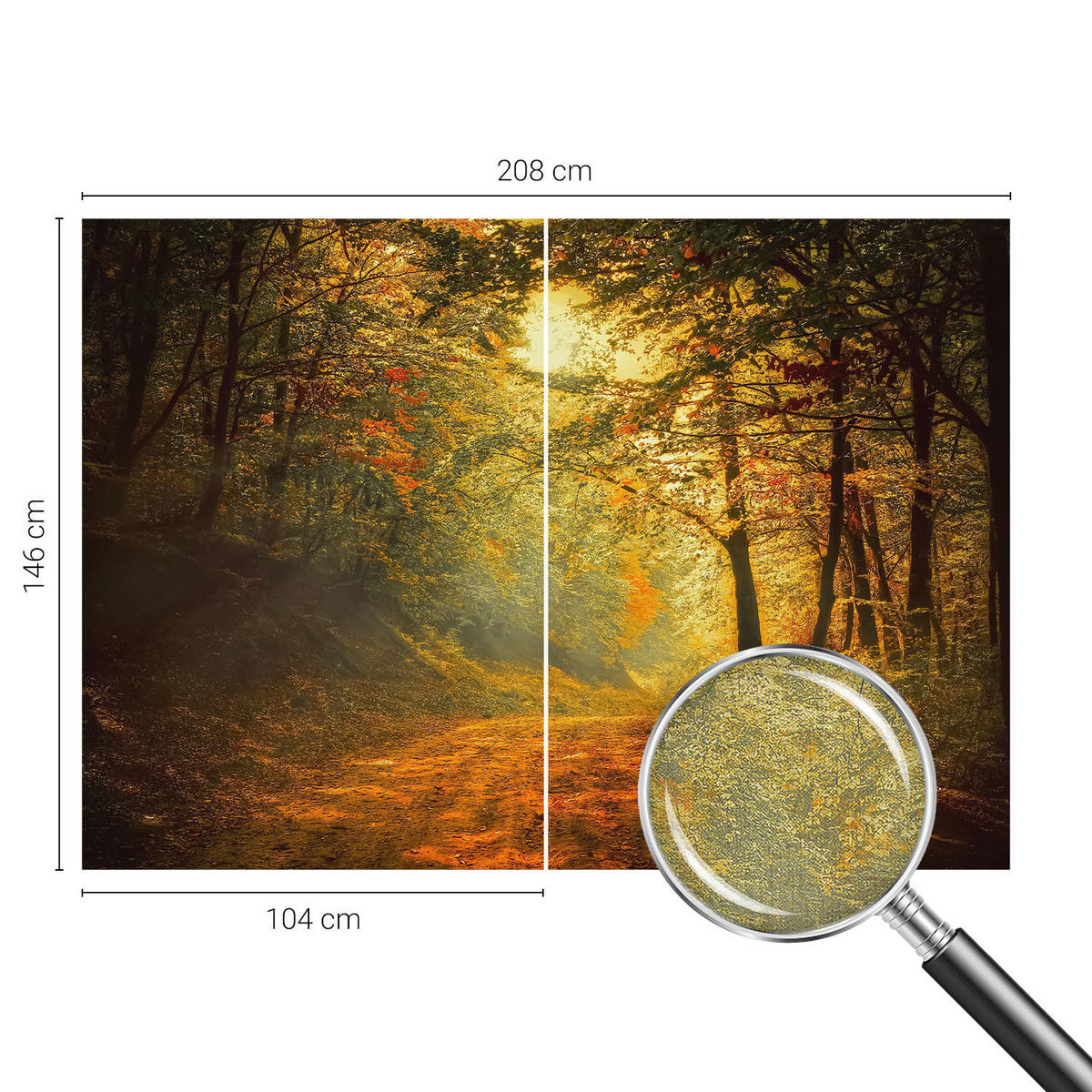 FOTOTAPETE 208x146 cm - Herbstlandschaft - Gelb, Textil (208/146cm) - Wallfluent