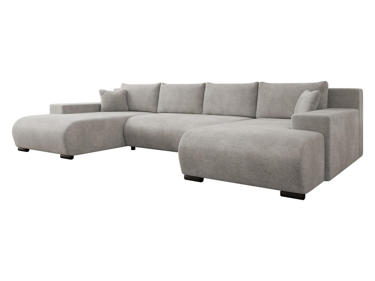 WOHNLANDSCHAFT Nojan U - Hellgrau/Schwarz, Holz/Kunststoff (351/80/191cm) - MIRJAN24