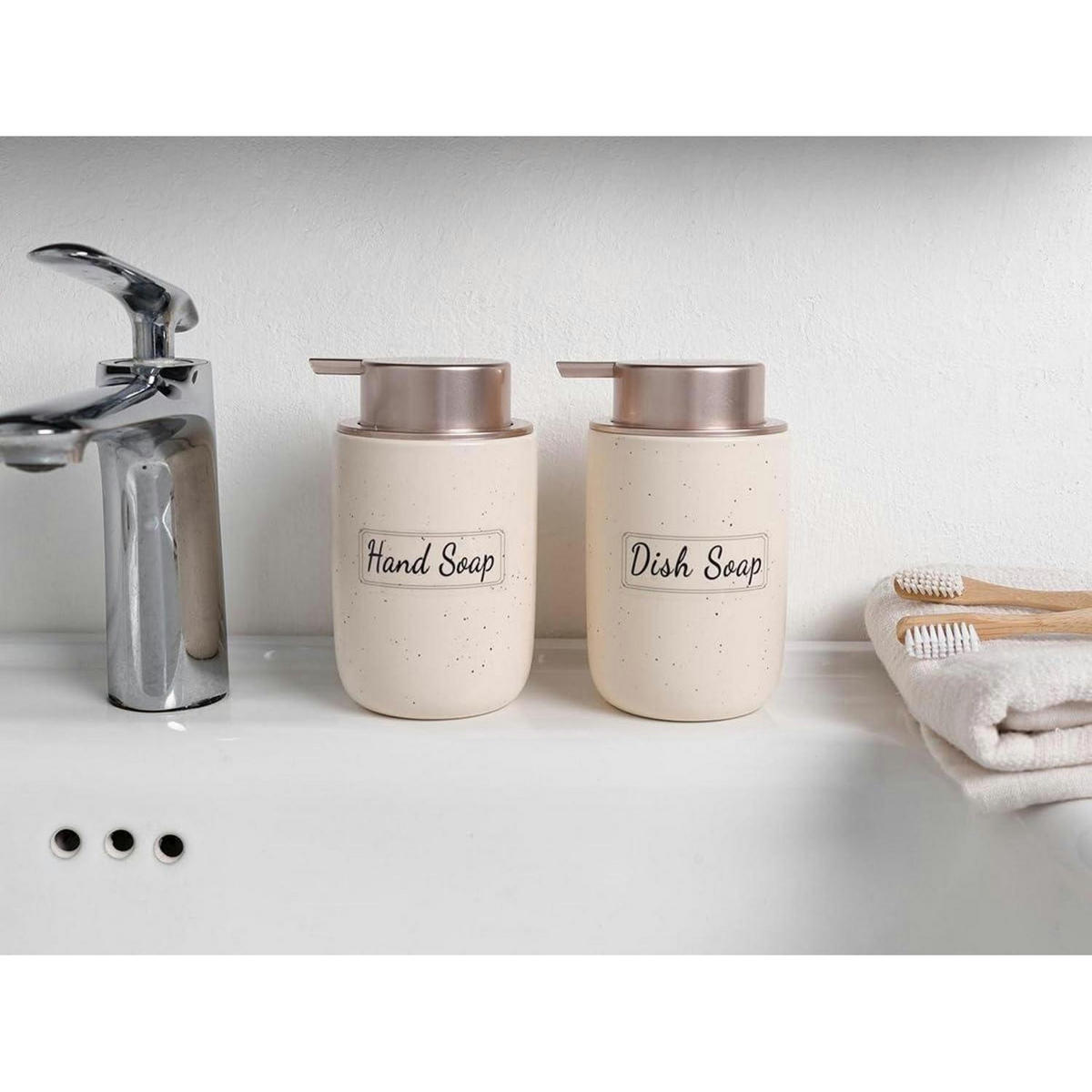 SEIFENSPENDER Keramik Beige & Rosa 350 ml - Beige, Keramik (8/14/8cm)
