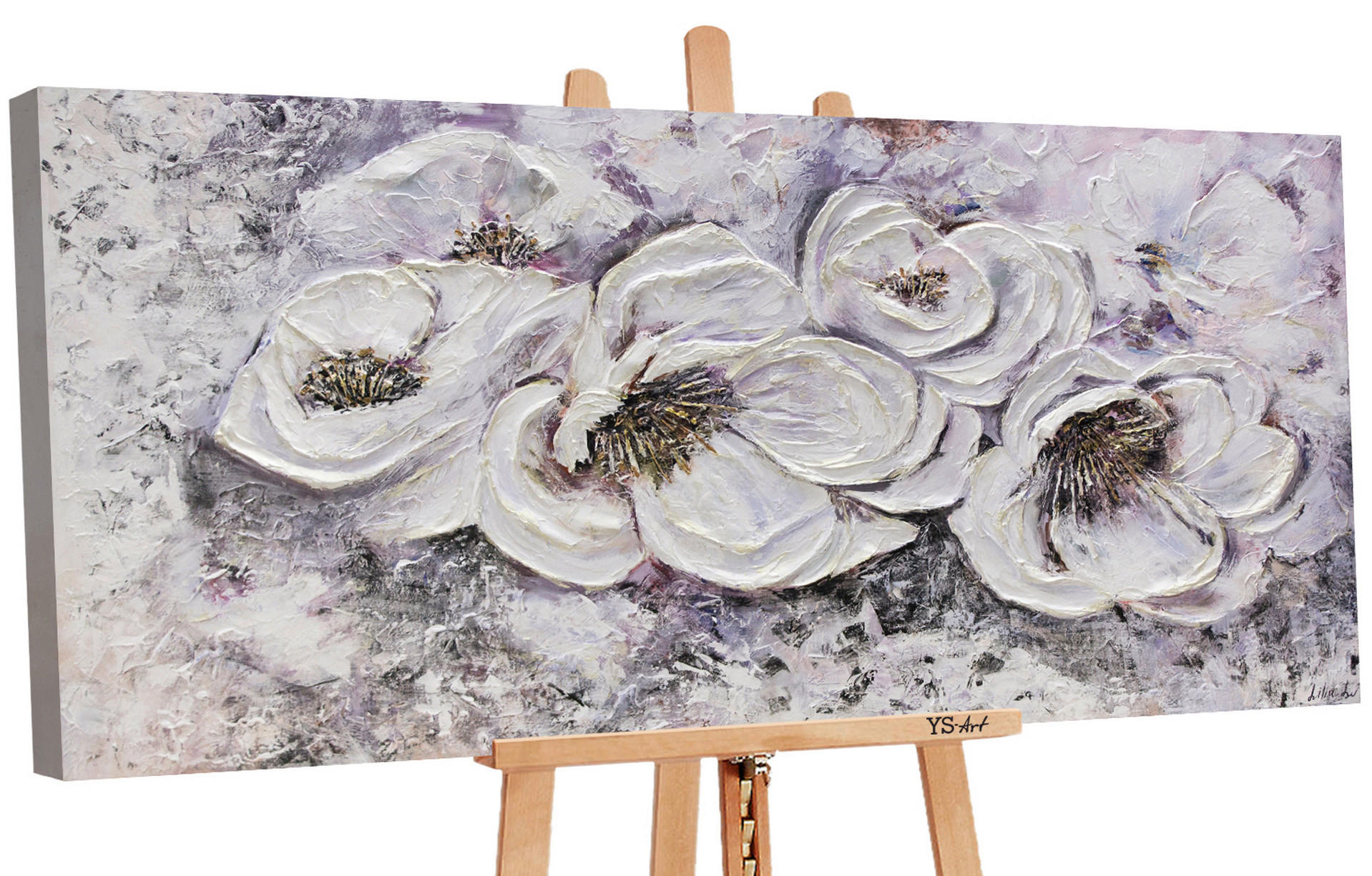 GEMÄLDE Lieblingsblumen auf Keilrahmen 160x80 cm - Beige, Holz (160/80cm) - YS-art gallery