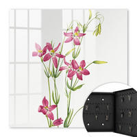 SCHLÜSSELBOX Schwarz 30x30 cm- Türöffnung nach rechts - Rosa Blüten - Pink, Metall (30/30/5cm) - TULUP