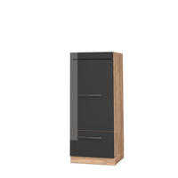 MIKROWELLENSCHRANK Fame-Line Anthrazit Hochglanz 60 cm - Honigeiche/Schwarz Hochglanz, Holzwerkstoff (60/153.6/58.1cm) - Vicco