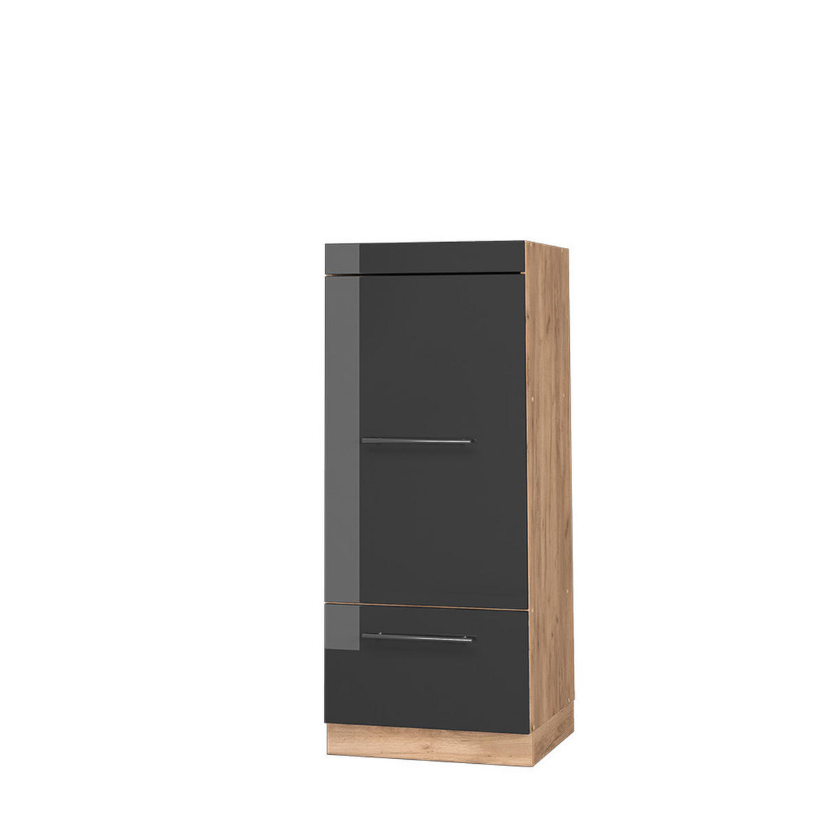 MIKROWELLENSCHRANK Fame-Line Anthrazit Hochglanz 60 cm - Honigeiche/Schwarz Hochglanz, Holzwerkstoff (60/153.6/58.1cm) - Vicco