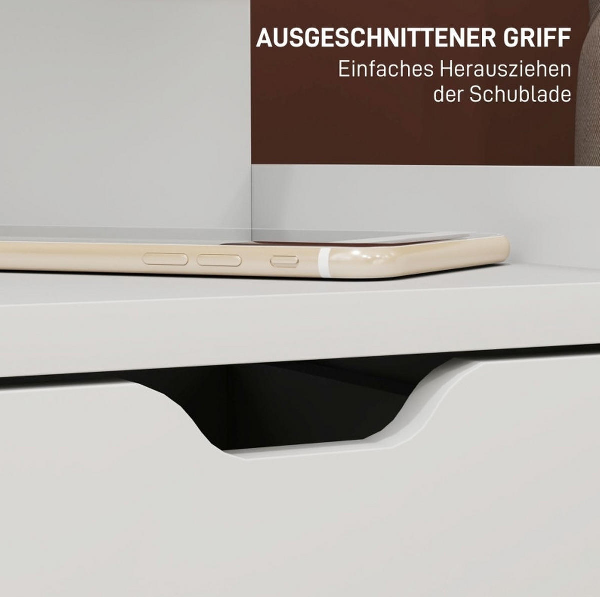 NACHTTISCH 40/30/60 cm in Weiß mit 2 Schubladen und offener Ablage - Weiß, Holz (30/60/40cm) - Flora Grace