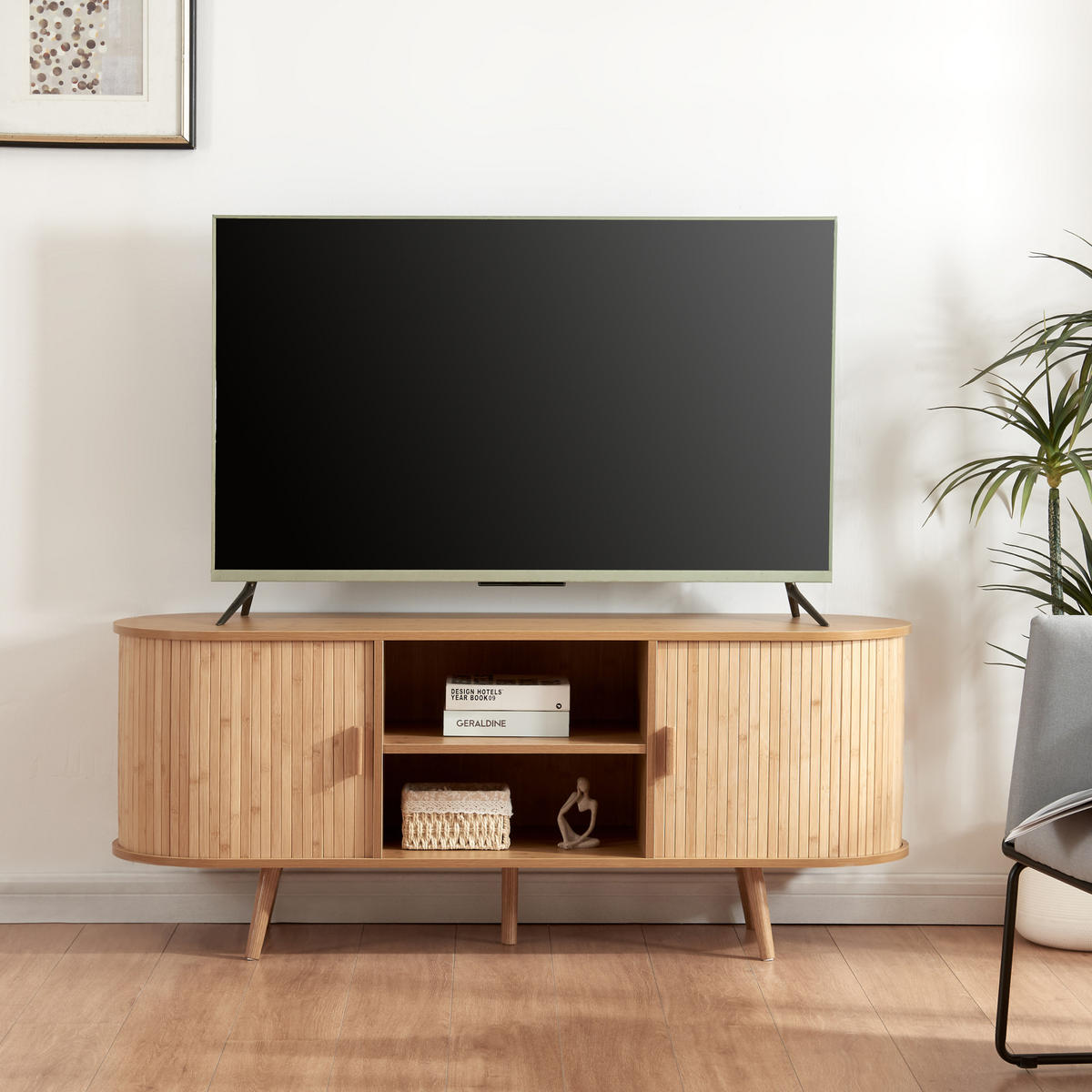 LOWBOARD Nordkapp - Naturfarben, Holz/Holzwerkstoff (140/56/40cm) - [en.casa]