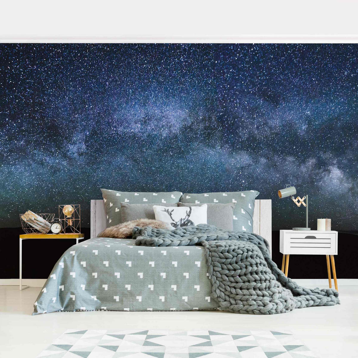 FOTOTAPETE Leuchten des Sternenhimmels 336/225 cm - Schwarz, Papier (336/225cm) - Bilderwelten
