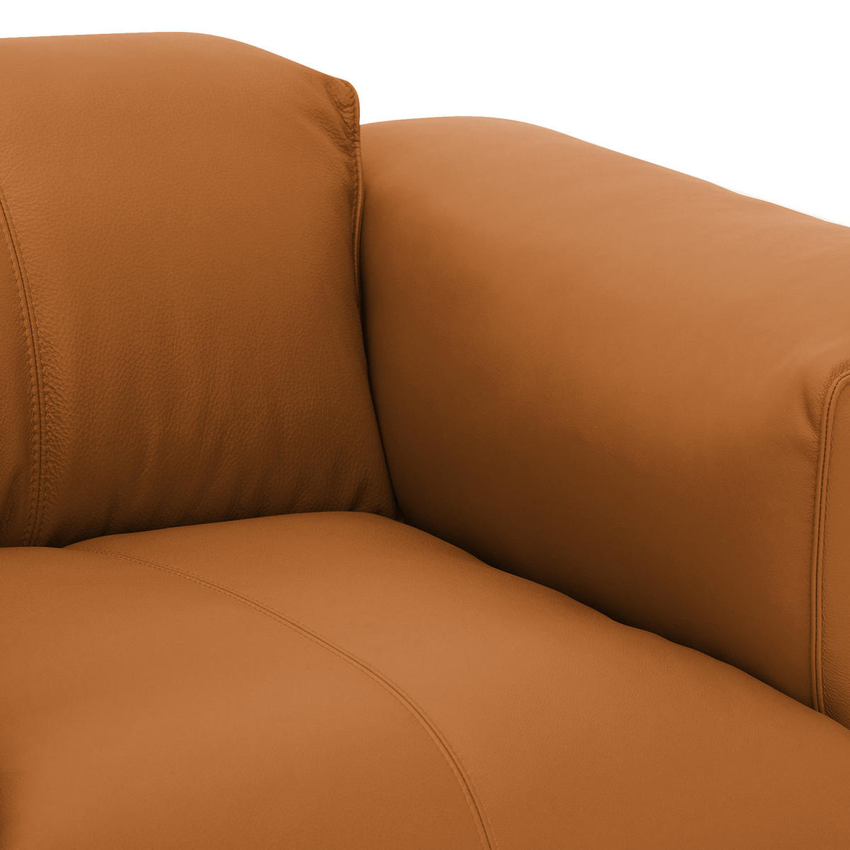 ECKSOFA mit Chaiselongue - Cognac/Schwarz, Leder/Kunststoff (290/173cm) - home24