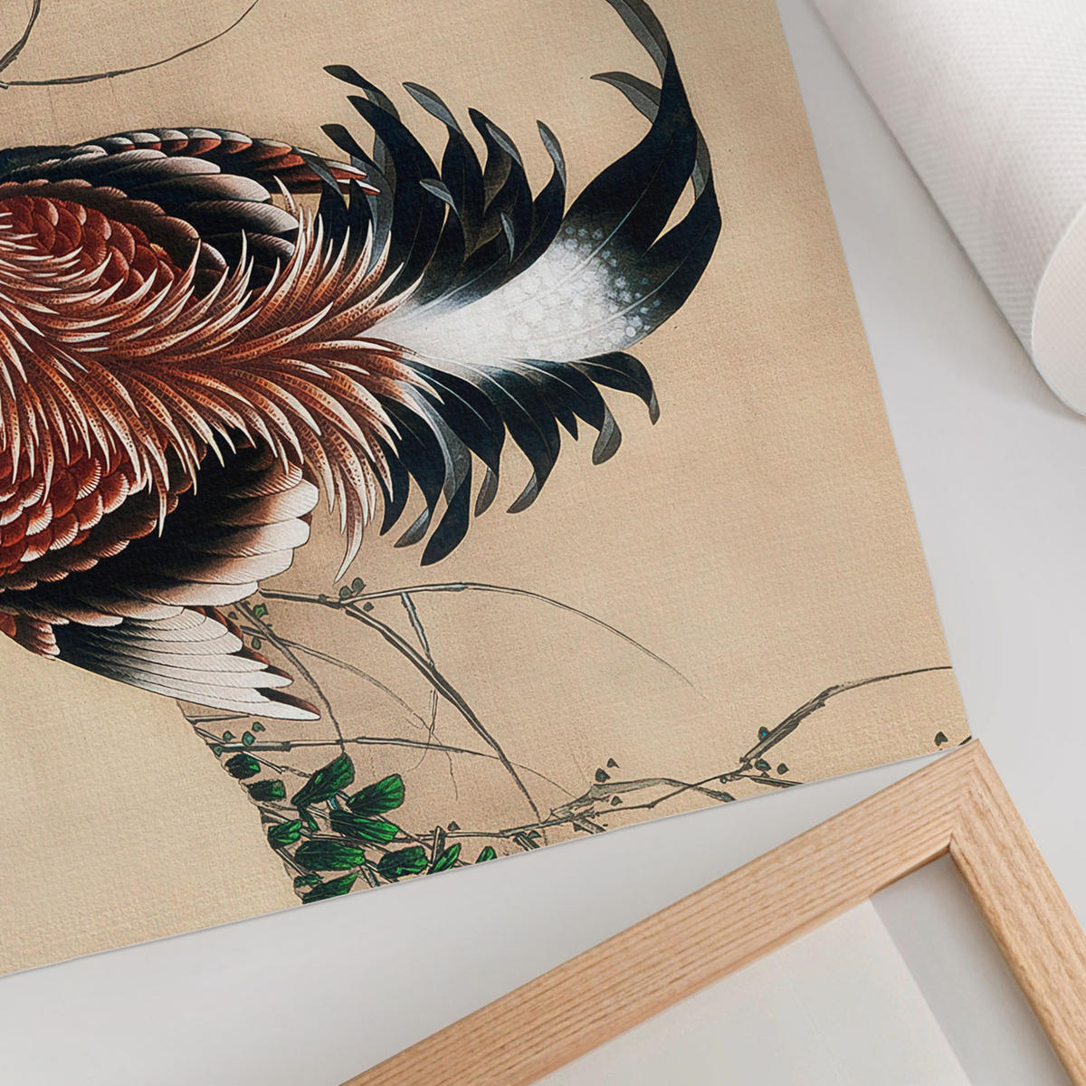 POSTER - 42x29 cm (A3) - Hokusai - Hähne - Creme, Textil (42/29.7/0.1cm) - TULUP