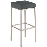 BARHOCKER Lederlook Grau - Edelstahlfarben/Grau, Textil/Metall (37/85/37cm) - CLP