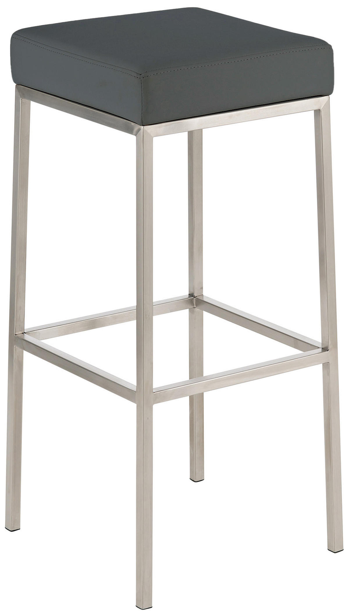 BARHOCKER 2er Set Lederlook grau - Edelstahlfarben/Grau, Textil/Metall (37/85/37cm) - CLP