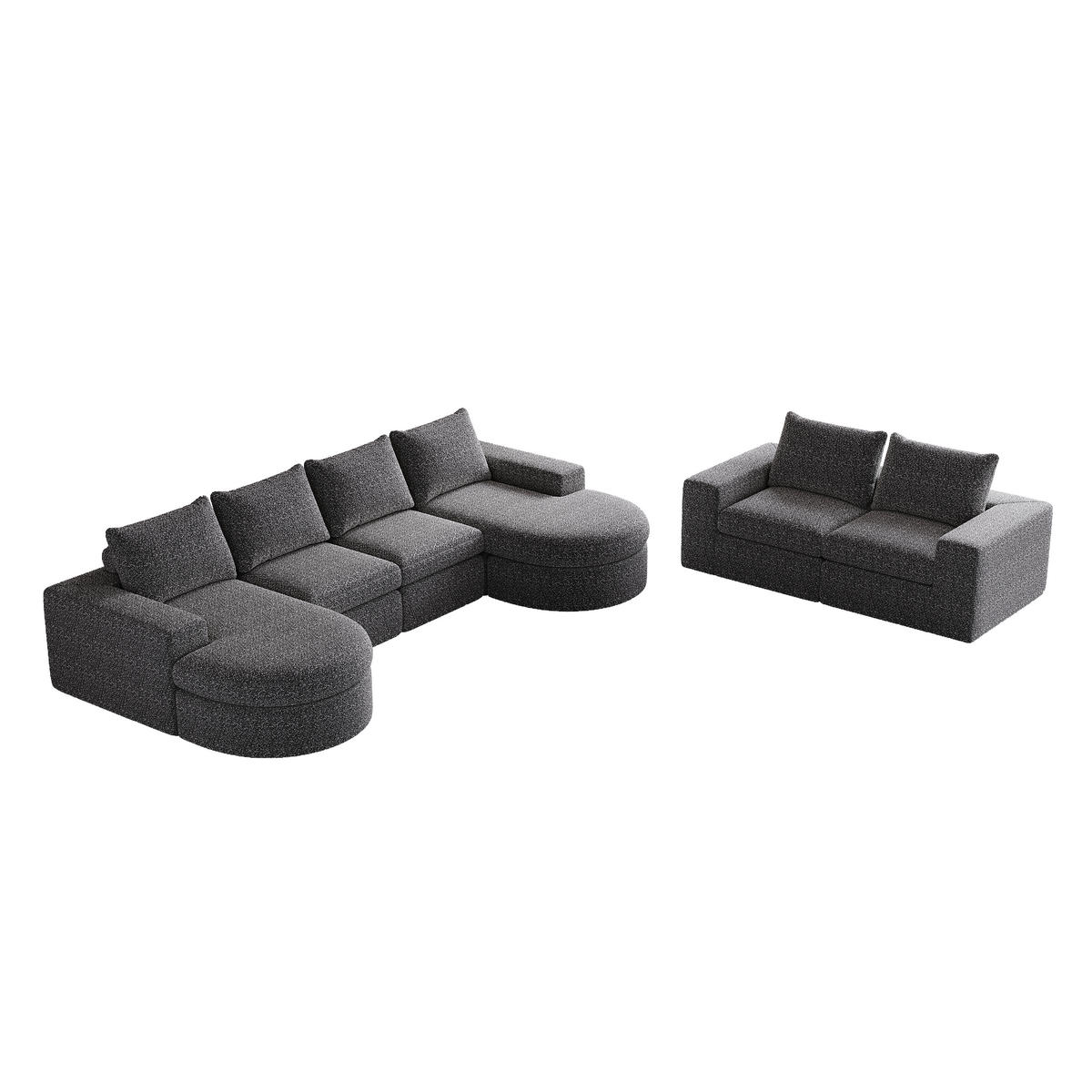 SITZGARNITUR DE-34522 modular Grau - Grau, Textil (271.7/81.2/322.5cm) - ComfortXL
