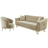 SITZGARNITUR Vega Creme Stellvariante:2+1 - Creme, Holz (165/85/90cm) - Villa Möbel