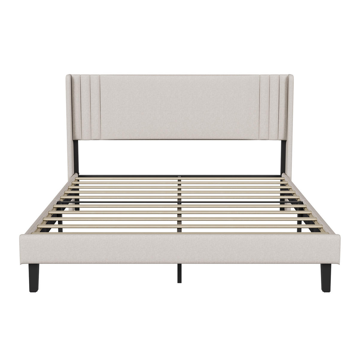 POLSTERBETT 140x200 cm Doppelbett mit Lattenrost, Leinenstoff Beige - Beige, Metall (140/200cm) - EuroLiving