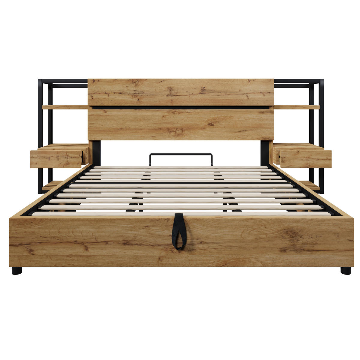 POLSTERBETT 180/200 cm Beige mit 2 Schubladen und Stauraum-Kopfteil - Naturfarben, Holz (180/200cm) - Oxeza