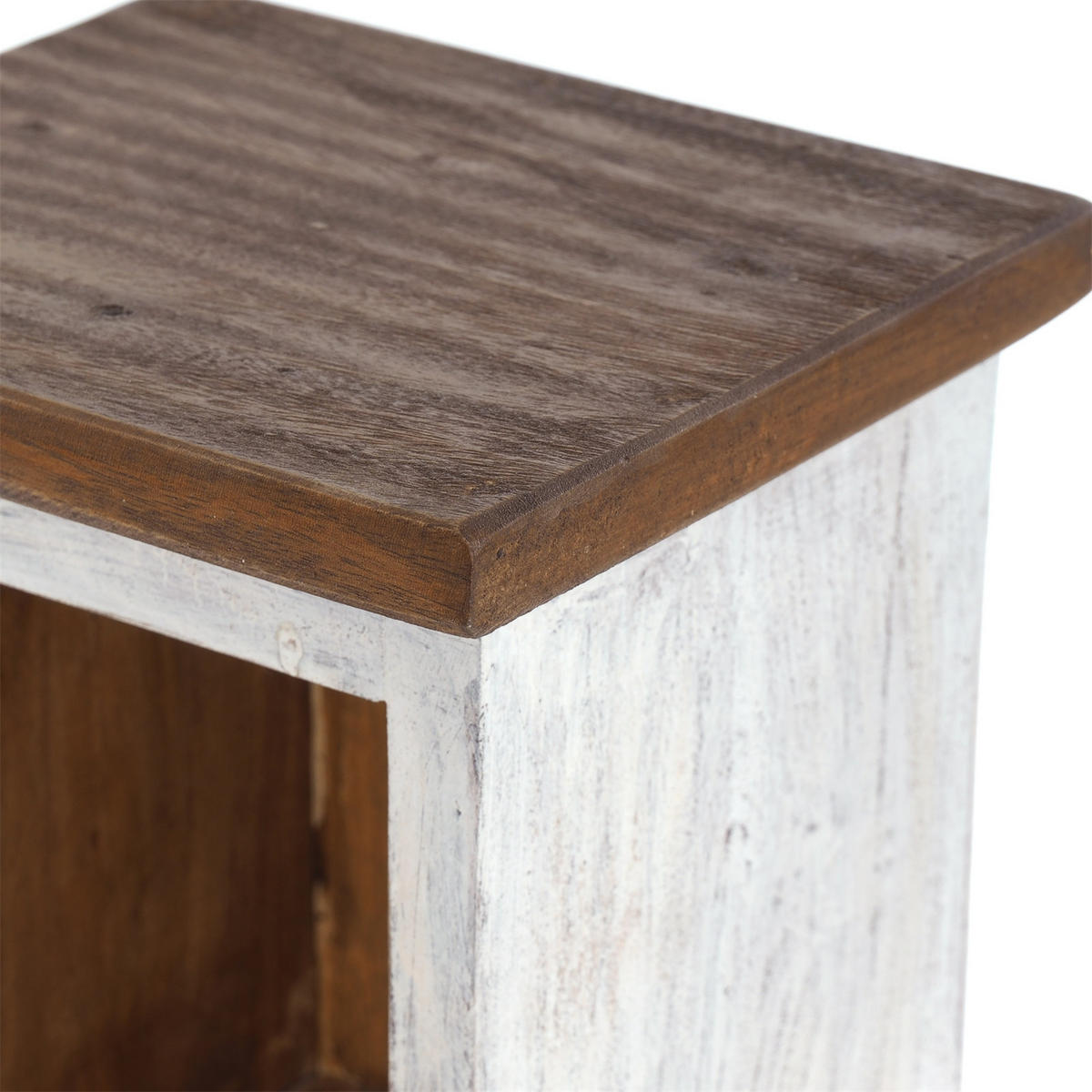 CD REGAL TOWER Mahagoni Massivholz, 4 Fächer 05 weiß-natur - Multicolor, Holz (16/76/15cm) - DESIGN DELIGHTS