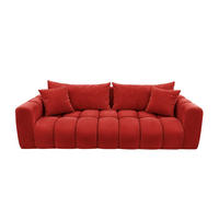 ROZKLÁDACÍ POHOVKA s úložným prostorem, velurová tkanina Bluvel, Vínová, COSMOPOLITAN - vínově červená, dřevo (240/97cm) - Kaiser Möbel