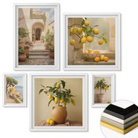 WANDBILDER 5er-Set - 50x50 cm & 20x30 cm & 40x60 cm Weißer Rahmen - Frische, farbenfrohe Zitrusfrüchte - Weiß, Kunststoff (40/60cm) - ArtPrintCave