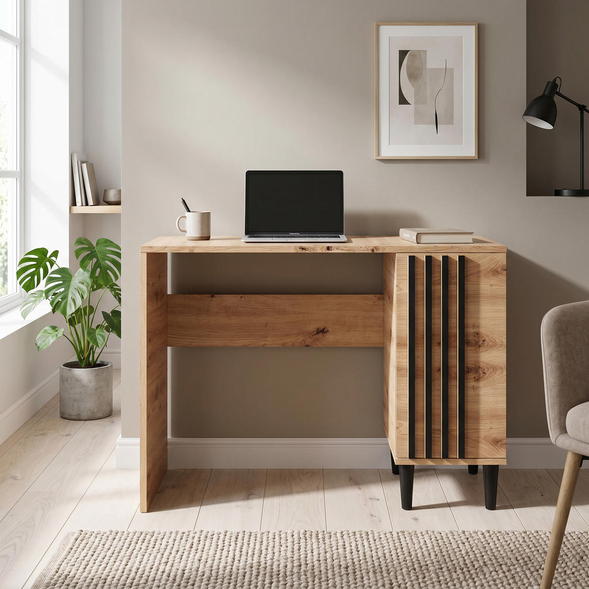 SCHREIBTISCH ARTIANO 100x50x74,5 cm Bürotisch Computertisch, Eiche Artisan - Eiche Artisan, Holzwerkstoff (50/100/74.5cm) - MASSENO