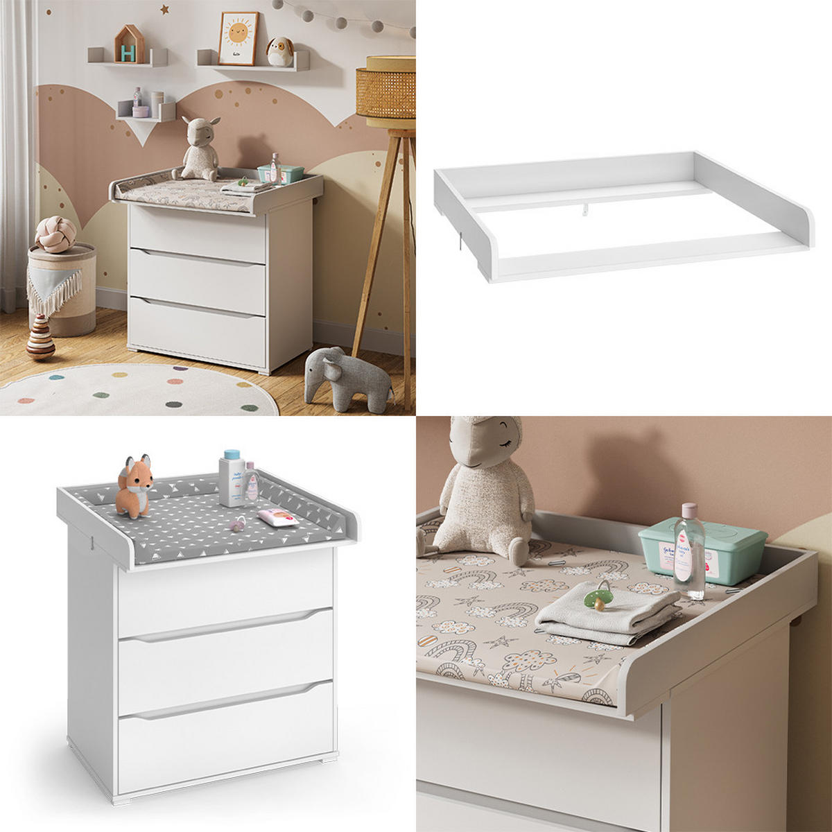 PŘEBALOVACÍ NÁSTAVEC Wicko Bílá - bílá, kompozitní dřevo (80/10/76cm) - Vicco