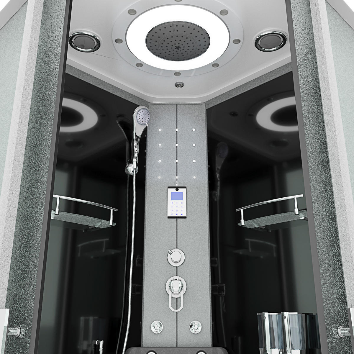 DAMPFDUSCHE Duschkabine D58-63M2 sw 100x100 - Schwarz, Glas/Kunststoff (100/100/225cm) - AcquaVapore by Sandra Jentho