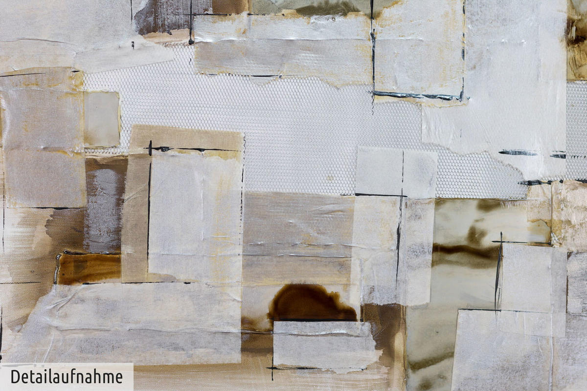 ACRYLBILD HANDGEMALT 120/60 cm - Weiß/Braun, Holz/Textil (120/60cm) - KUNSTLOFT