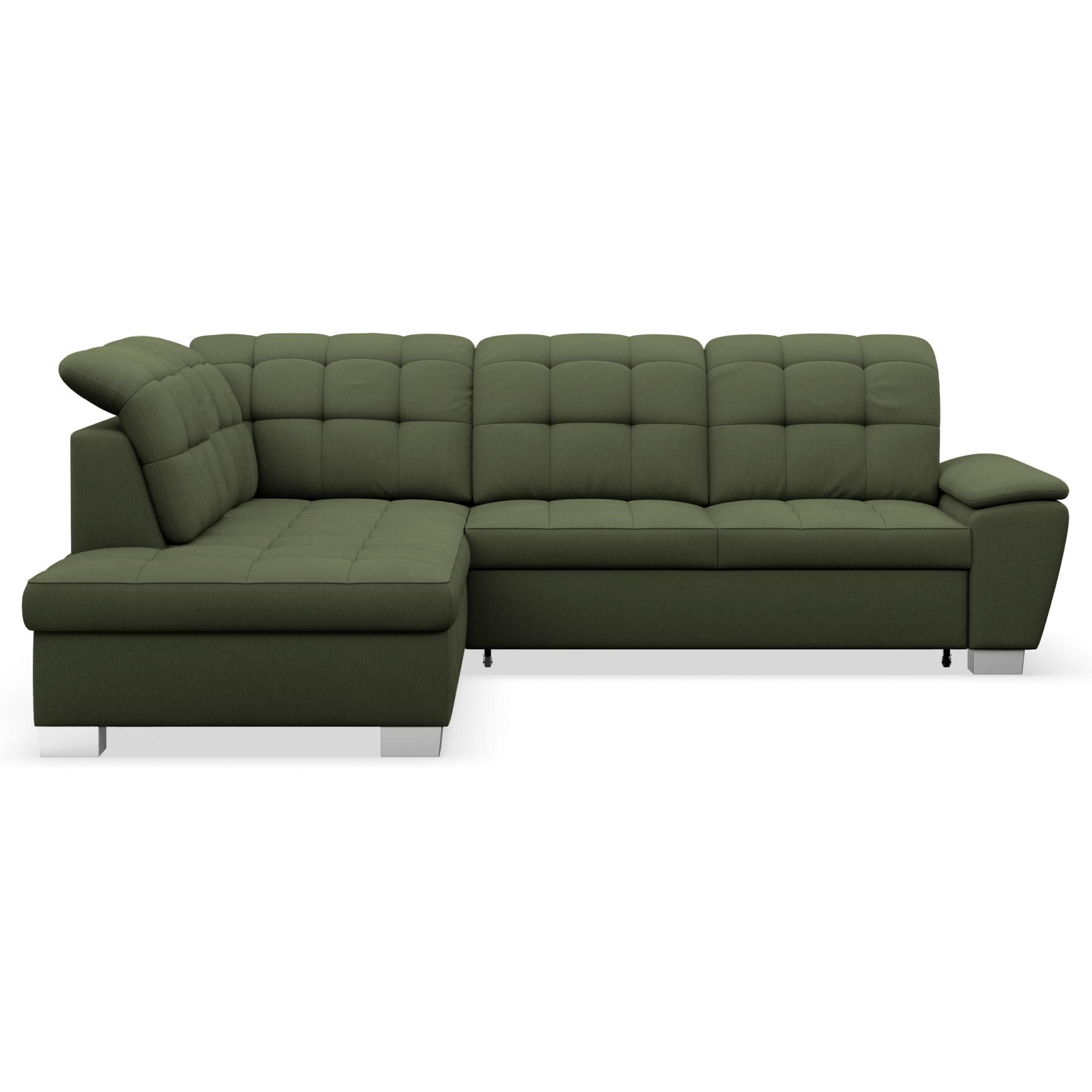 ECKSOFA Jamaal Khaki linksseitig - Schwarz/Grün, Textil (258/212cm) - Selsey