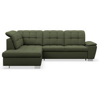 ECKSOFA Jamaal Khaki linksseitig - Schwarz/Grün, Textil (258/212cm) - Selsey