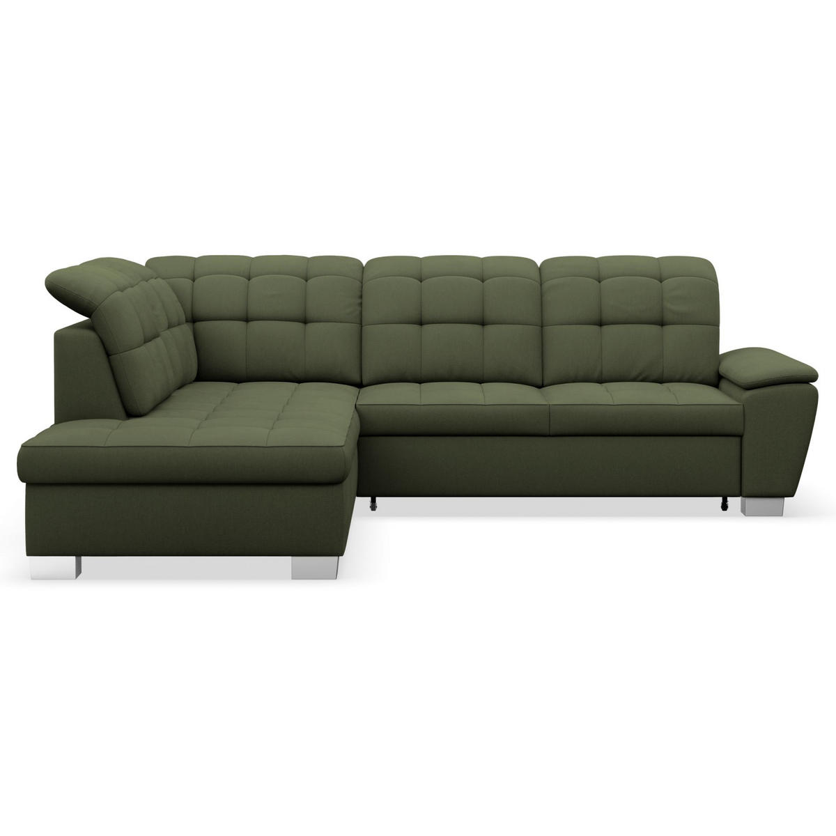 ECKSOFA Jamaal Khaki linksseitig - Schwarz/Grün, Textil (258/212cm) - Selsey