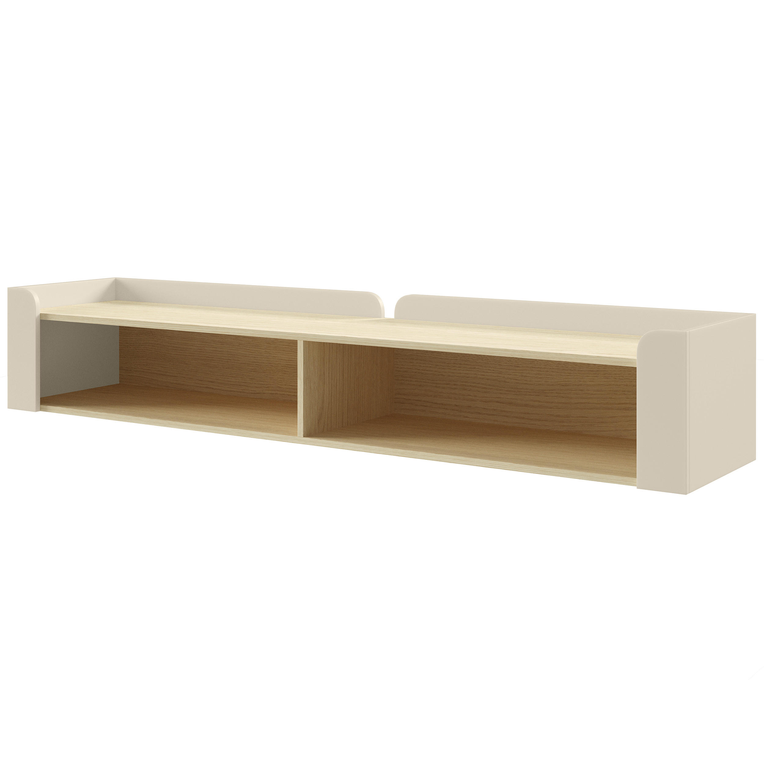 NÁSTĚNNÝ REGÁL Sorella se 2 otevřenými policemi, 180 cm, macadamia + dub Mavelie - béžová/barva dubu, kompozitní dřevo (180/33/27cm) - Beautysofa