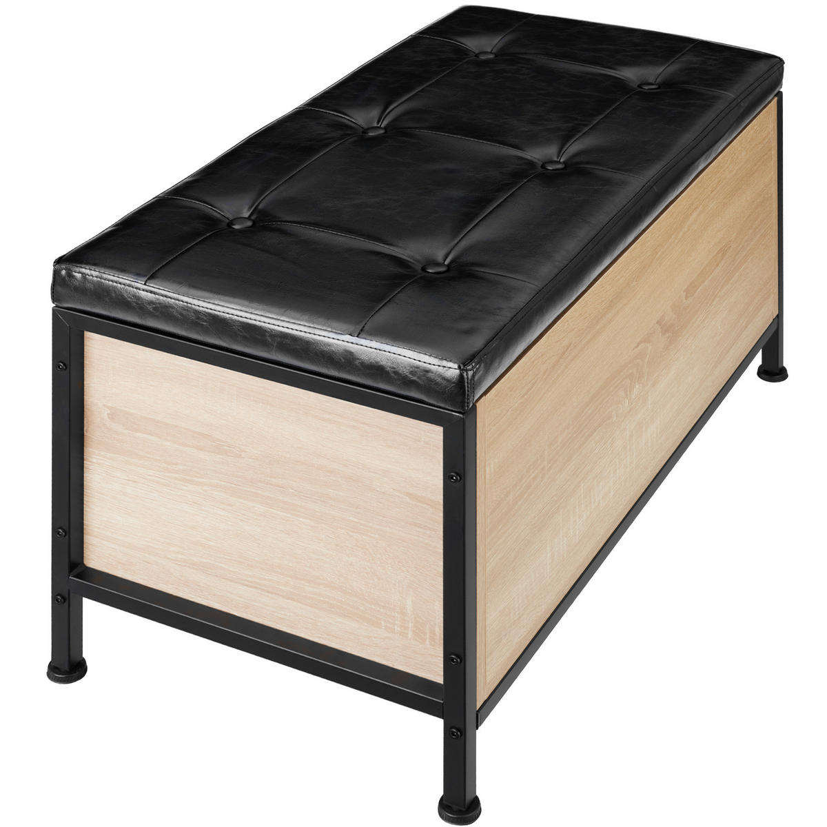 SITZTRUHE Calico,Kunstlederbezug,Industrial Holz hell, Eiche Sonoma - Naturfarben, Holzwerkstoff (41.5/50.5/81.5cm) - tectake