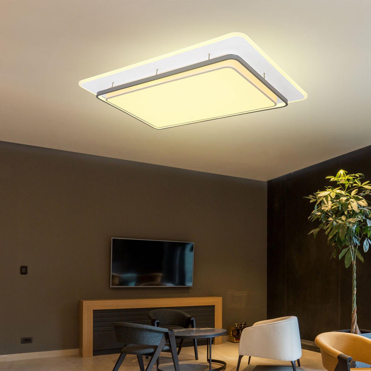 LED DECKENLEUCHTE Metall Grau - Grau, Metall (95/63/10.5cm)