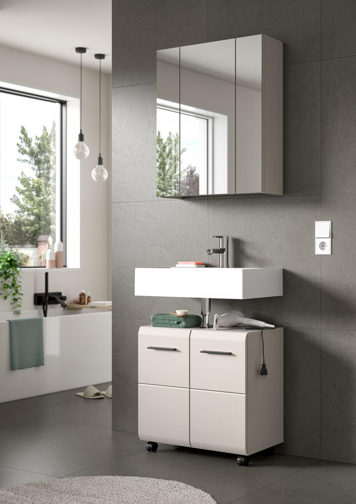 WASCHBECKENUNTERSCHRANK Alba (B/H/T: ca. 60/58/30 cm) in Kaschmir/Kaschmir matt - Kaschmir, Holzwerkstoff (60/58/30cm)