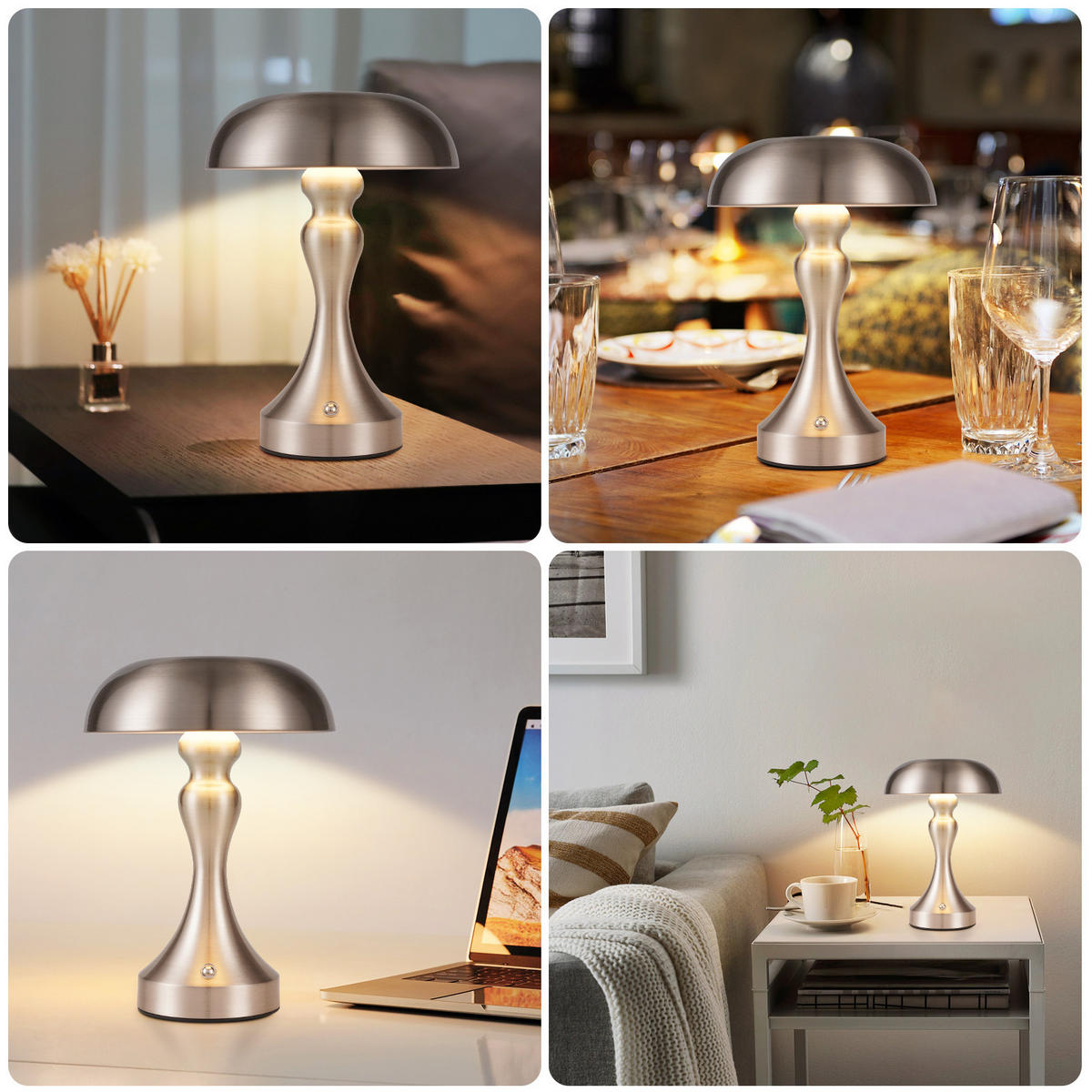 TISCHLAMPE Darius 15.5/15.5/22 cm - Silberfarben, Metall (15.5/15.5/22cm) - ZMH