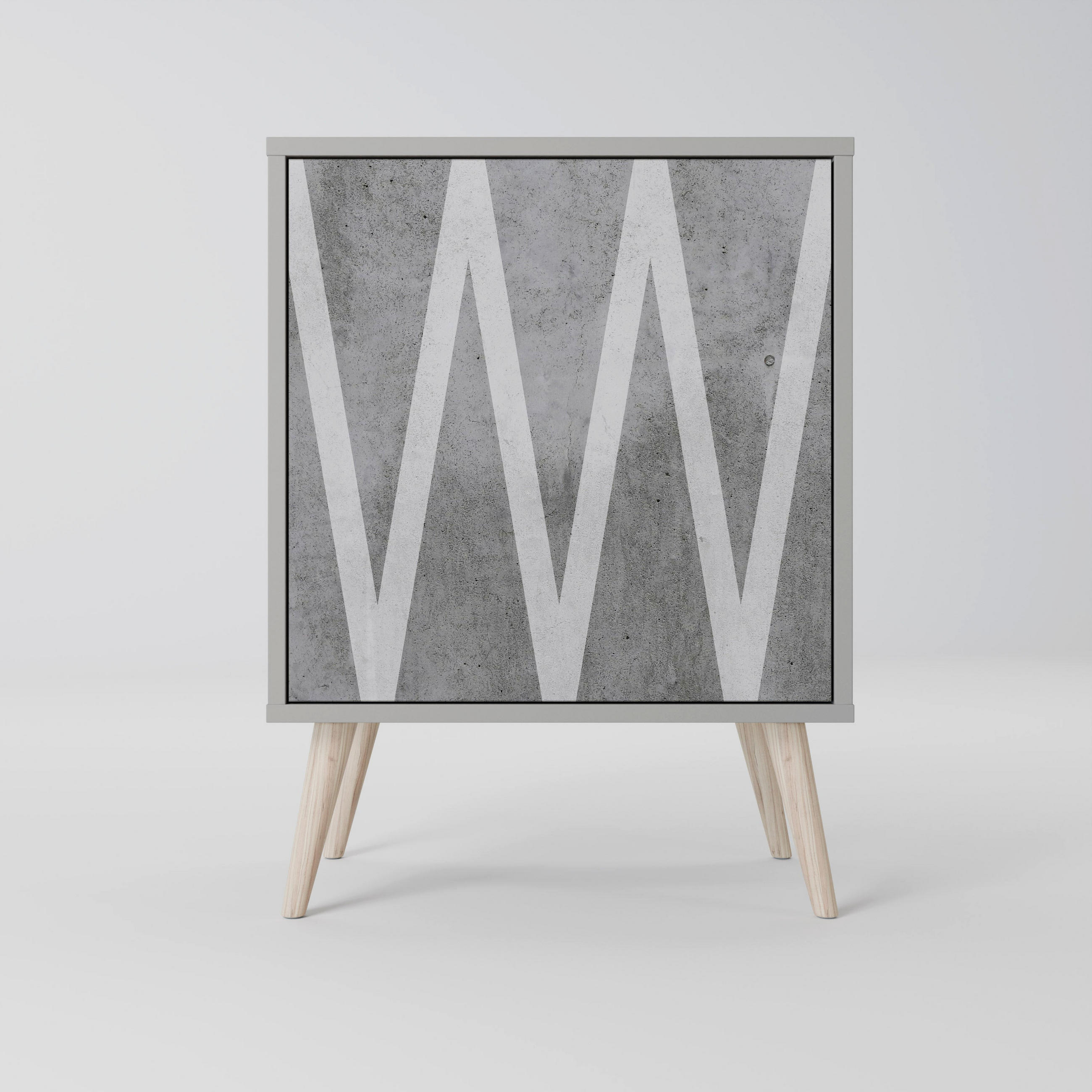 SIDEBOARD SOLID ZIG ZAG, Grau, 57,5x42x77,5 cm, Schräge Buchenholzfüße - Buchefarben/Multicolor, Holzwerkstoff/Buchenholz (57.5/77.5/42cm) - SpaceRebels