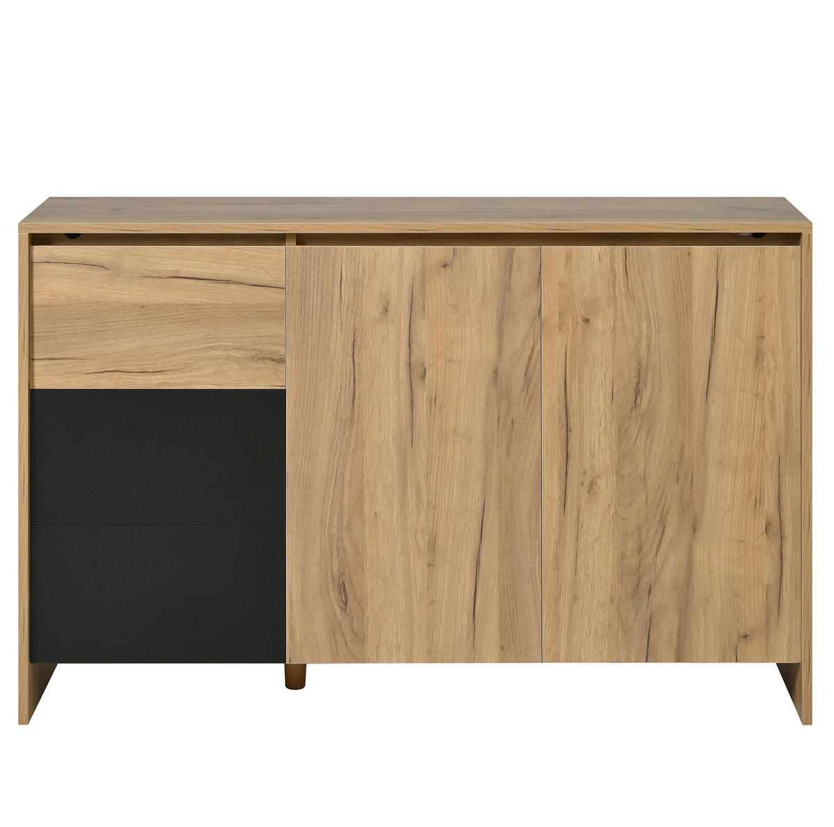 SIDEBOARD 105/40/76 cm Natur/Schwarz aus Spanplatte mit LED-Beleuchtung - Schwarz, Holzwerkstoff (40/76/120cm) - OKMYHOME