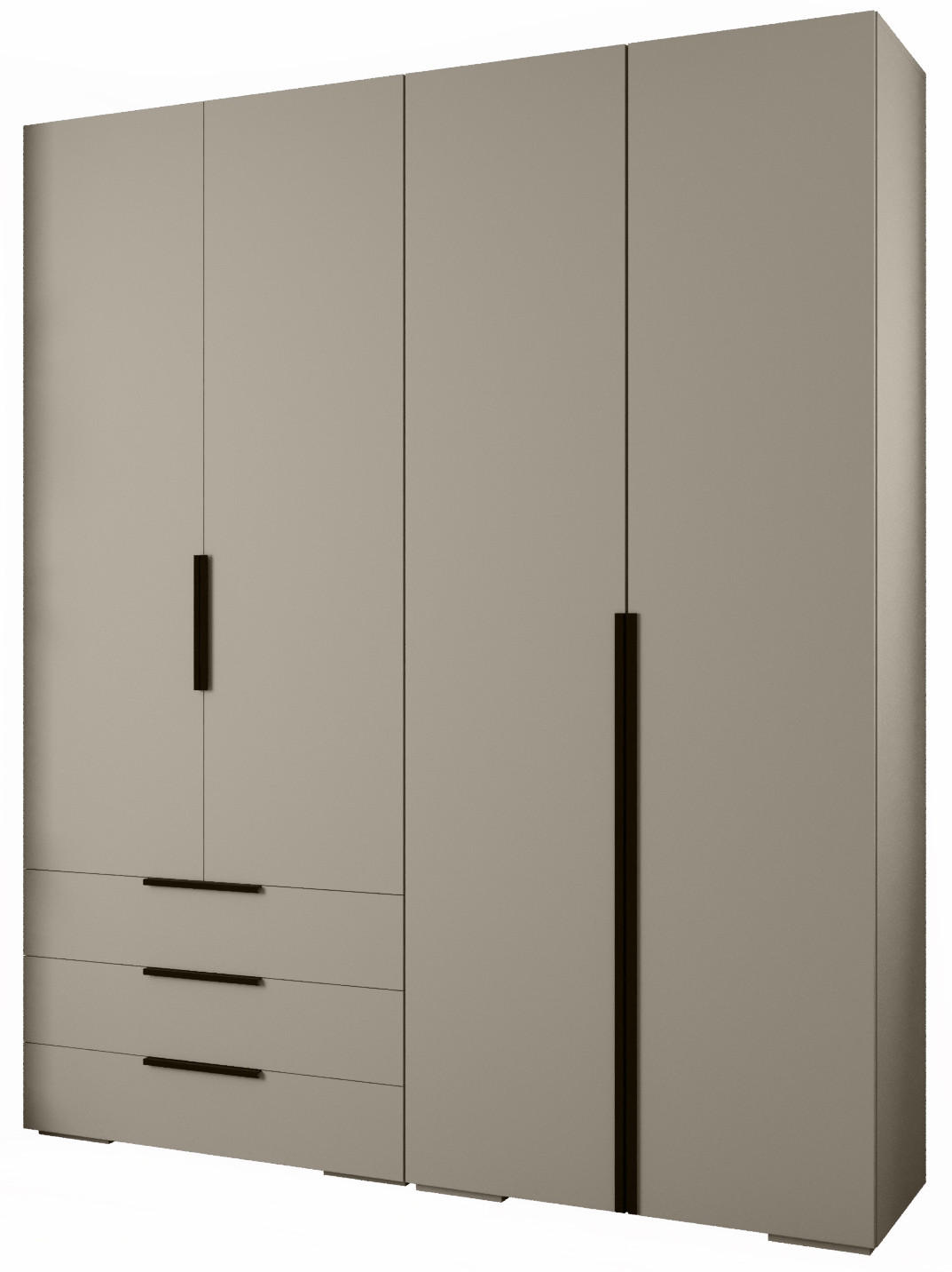 GARDEROBEN-SET 236,7/200/47 - Kaschmir/Schwarz, Holz/Kunststoff (200/236.7/47cm) - Abiks Möbel