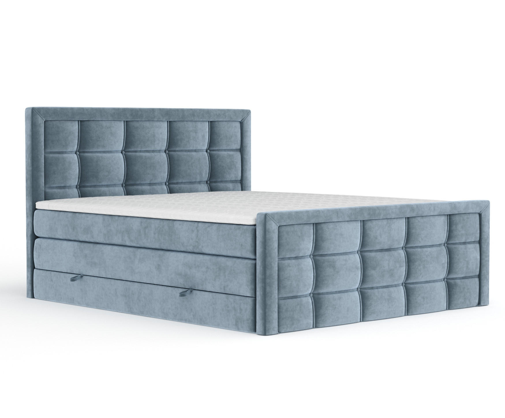 BOXSPRINGBETT Ambrosia Blau Grau 160/200 cm - Blaugrau/Schwarz, Holz/Holzwerkstoff (160/200cm) - Maison de Reve