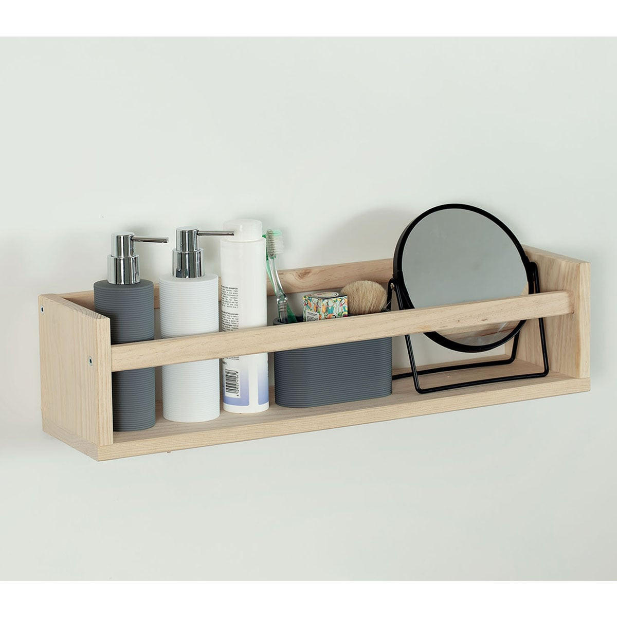 WANDREGAL aus massiver Kiefer - L60 x H15 cm - Eschefarben, Holzwerkstoff (15/15/60cm) - Calicosy