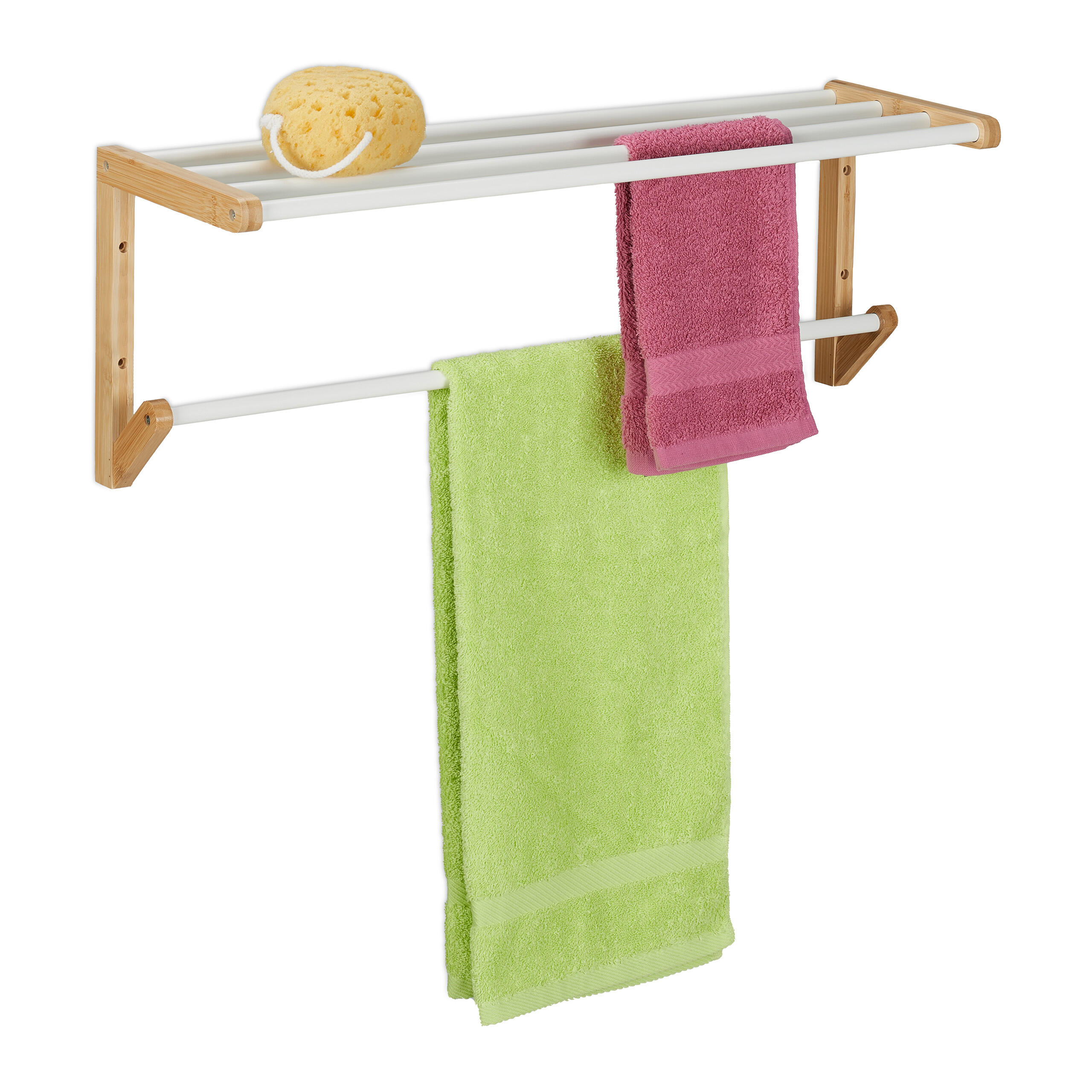 HANDDUKSHÄNGARE natur vit bambu för vägg 4 stänger Multicolor 25/70/20 cm