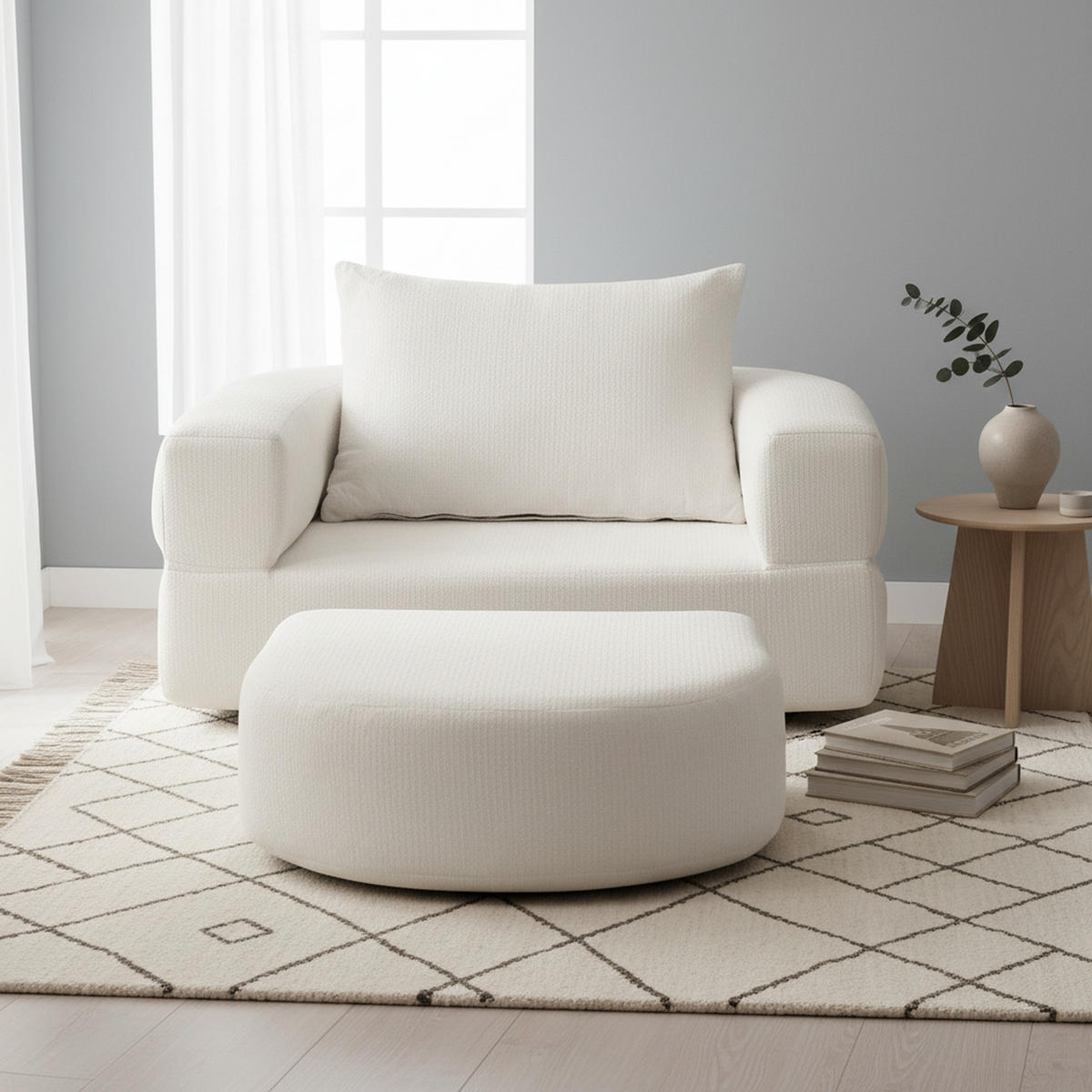 SCHLAFSESSEL in Chenille-Optik - Beige, Textil (101/41/90cm) - Urban Meuble