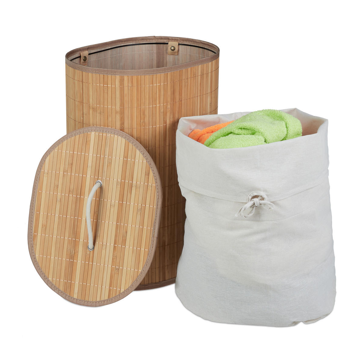 WÄSCHEKORB - Hellbraun, Holz/Holzwerkstoff (42/55/32cm) - Relaxdays