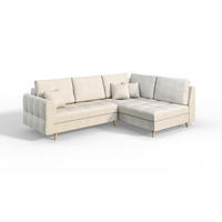 ECKSOFA Lorine Mikrofaser Ecru - Ecru/Hellbraun, Buchenholz/Textil (231/161cm) - S-Style Möbel