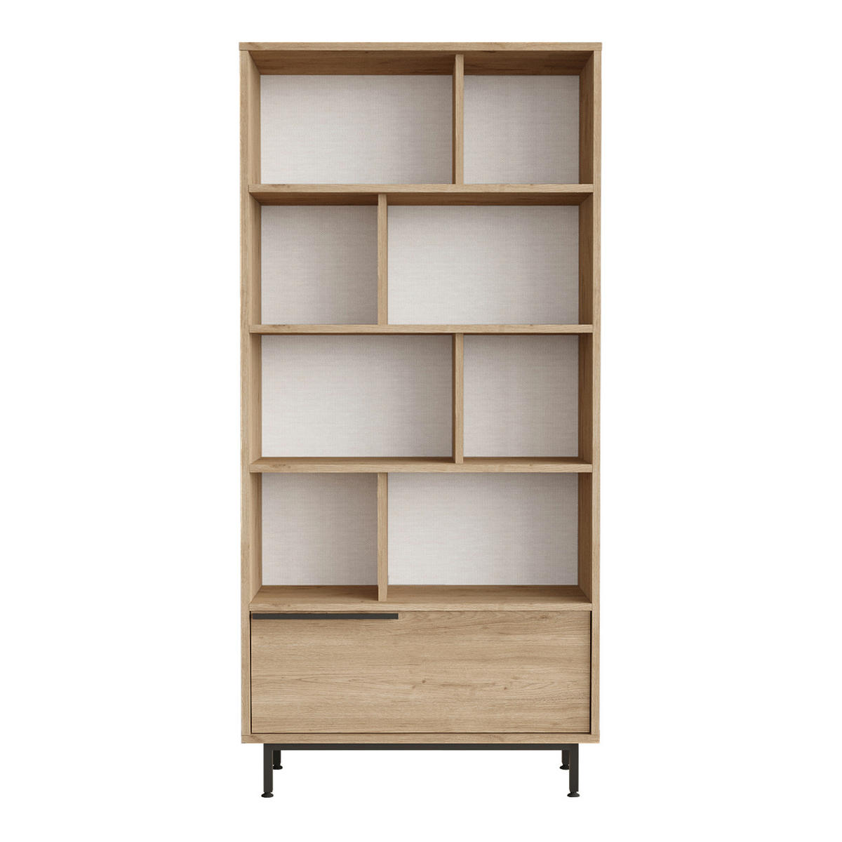 BÜCHERREGAL Fajaarire - Eichefarben/Schwarz, Holzwerkstoff/Metall (84/175.5/29.5cm) - [en.casa]
