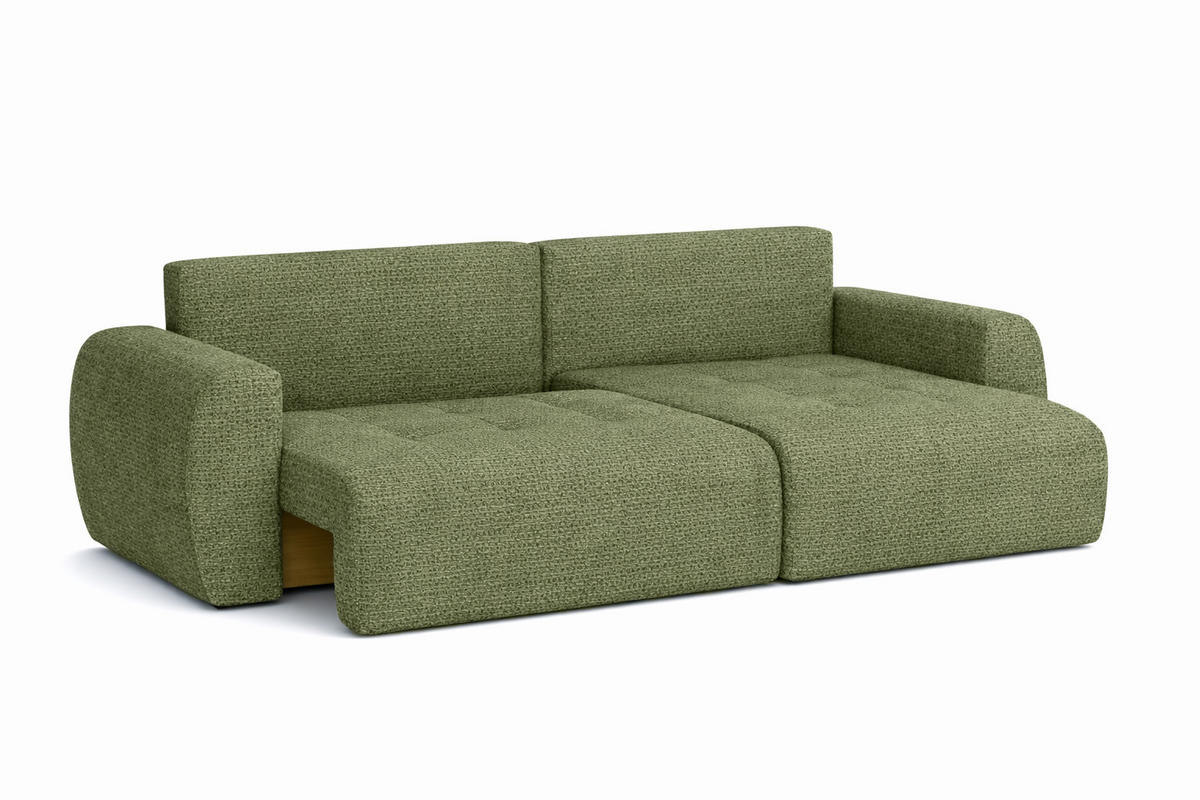 ECKSOFA Mit Schlaffunktion Und Bettkasten L-Form Ivo L, Chenille-Stoff Artico, Moss, Rechts - Grün, Holz (250/142cm) - Kaiser Möbel