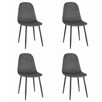 ESSZIMMERSTUHL 4er Set Dunkelgrauer Velours, gepolsterte Rückenlehne, bequeme Sitzfläche - Grau, Textil (46/89/51cm) - Best For Home
