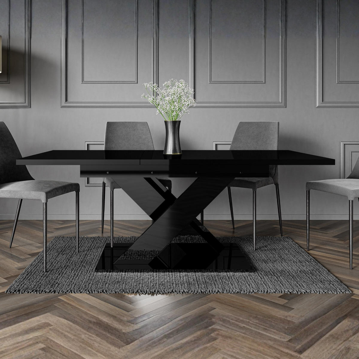 ESSTISCH Schwarz Hochglanz Ausziehbar 140 - 180 cm - Schwarz Hochglanz, Holzwerkstoff (140/80/75cm) - PROSPERO