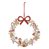 WEIHNACHTSKRANZ Holz Lebkuchen 33 cm - Multicolor, Holzwerkstoff (33/0.5cm) - Atmosphera Createur d´interieur