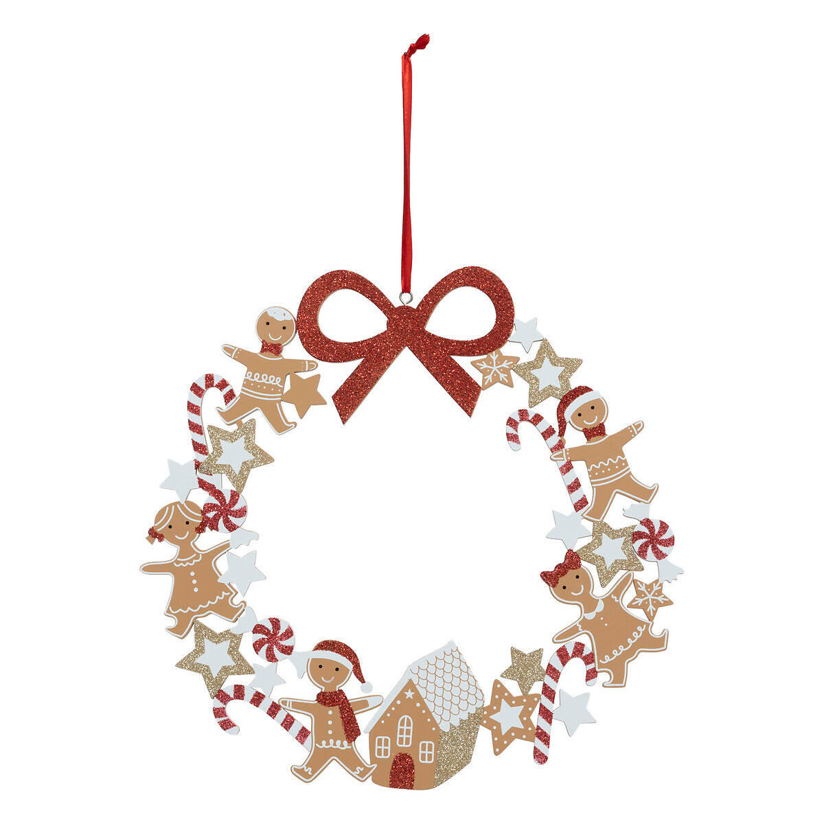 WEIHNACHTSKRANZ Holz Lebkuchen 33 cm - Multicolor, Holzwerkstoff (33/0.5cm) - Atmosphera Createur d´interieur