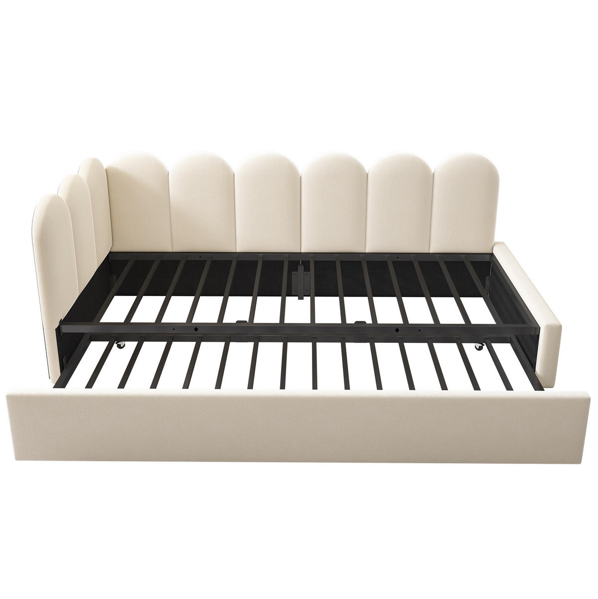 BETT 90/200 cm mit Ausziehbett 90/190 cm in Beige - Beige, Textil (90/200cm) - BEAOK