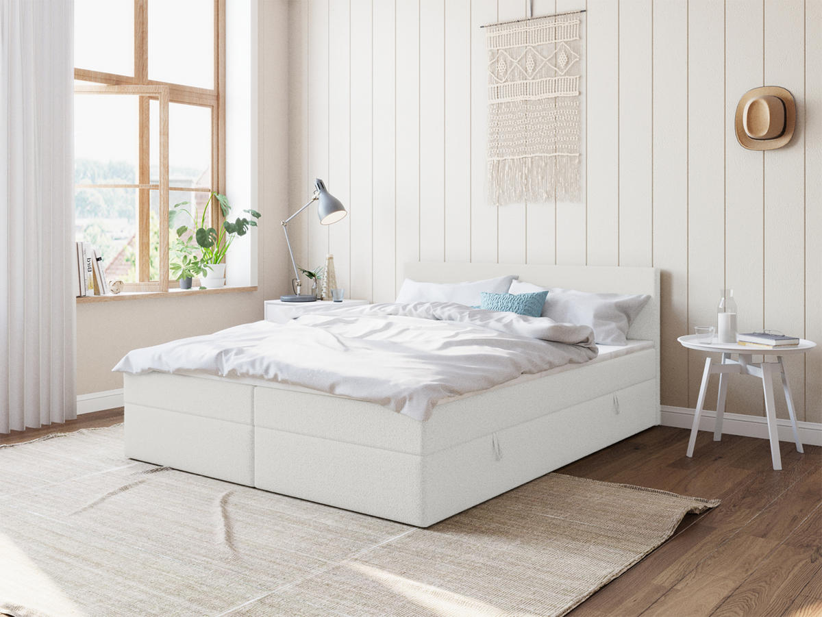 BOXSPRINGBETT ROTELLO 180x200 cm, Weiß - Weiß, Textil (180/200cm) - Fedve